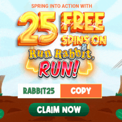 25 free spins on Run Rabbit, RUN! This is for new players at Club Player.