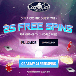 CoolCat Casino give new players 25 free spins on Pulsar.
